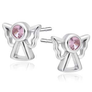 Cercei argint Ingeras cu piatra roz DiAmanti Z1746E_LP-DIA (Argint 925‰ 0,9 g.)